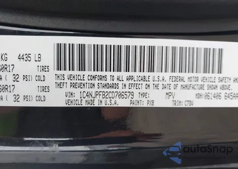 2012 Jeep Patriot Latitude из США, поврежденный, VIN 1C4NJPFB2CD706579